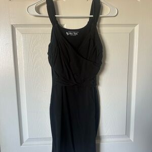 BCBGMaxAzria Black Ruched Halter Midi Dress